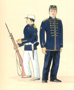 Uniforme de l'armée brésilienne en 1890 - Source - http://bicentenario.aman.ensino.eb.br