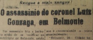 Reportage sur la mort du colonel Gonzaga - Jornal do Commercio, Recife, Pernambuco, Octobre 21, 1922