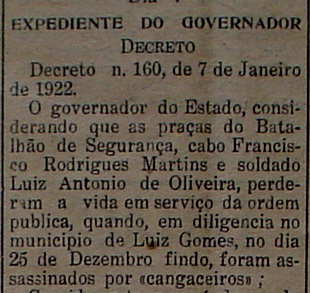 Decreto nº. 160, de 7 de janeiro de 1922