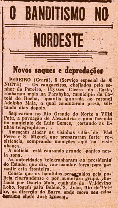 Jornal carioca A Noite, pág. 4, de 6 de março de 1922