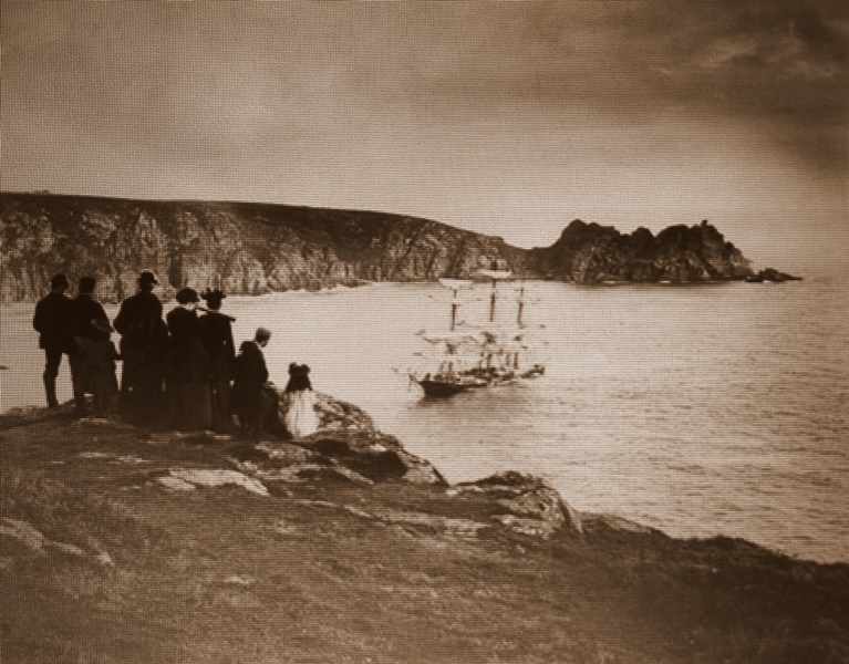 O estado do Granite destruído em Porthcurno em 1895