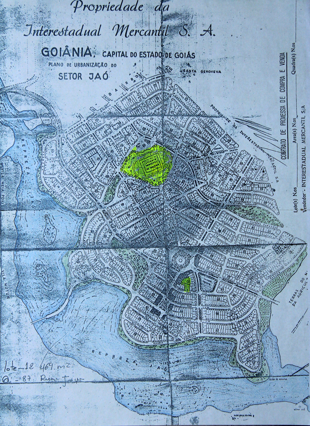 Mapa de Goiânia, mostrando a área onde os alemães trabalharam