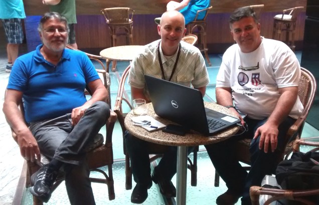 No Htl Praiamar com o Prof. Enivaldo Bonelli, o jornalistra Jim Vertuno e Rostand Medeiros