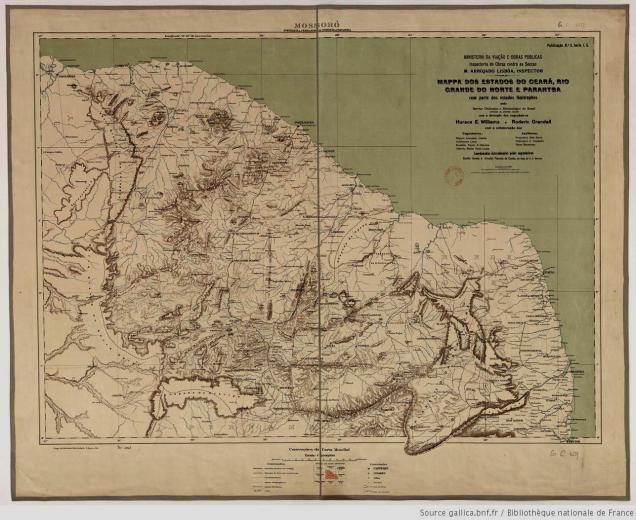 Mapa do Rio Grande do norte e dos estados vizinhos no início do século XX