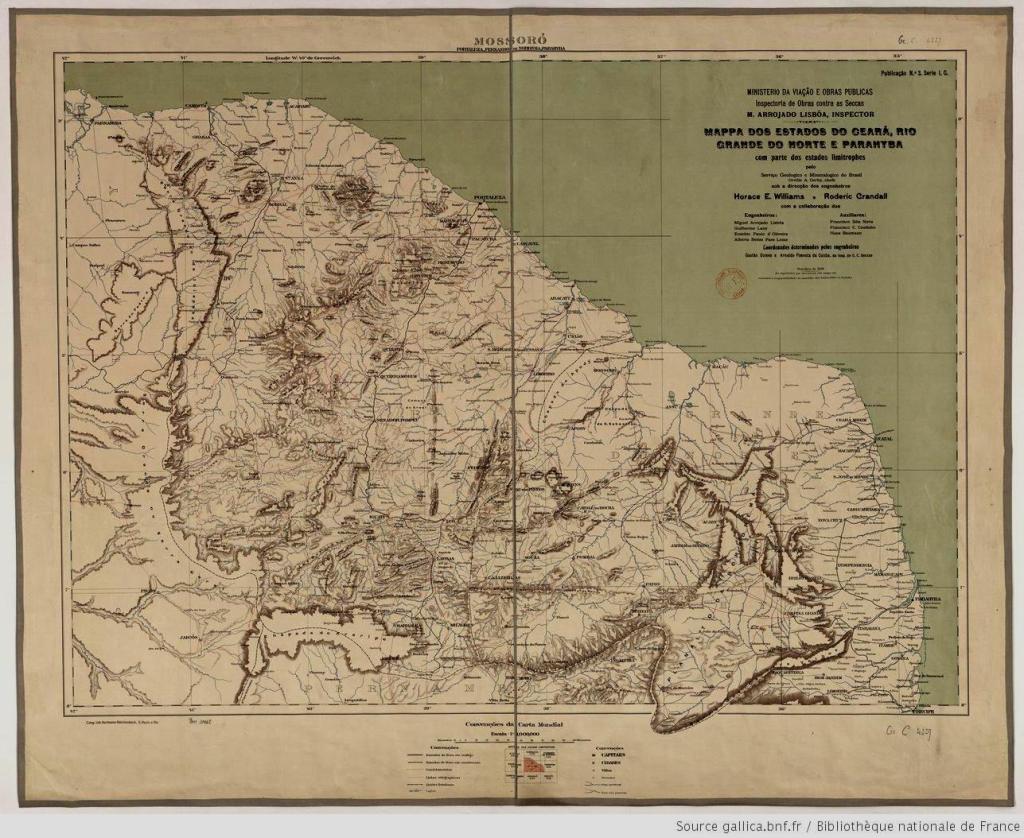Mapa do Rio Grande do norte e dos estados vizinhos no início do século XX