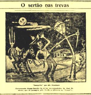 Uma caricatura apresenta o medo do sertanejo em relação ao cangaço