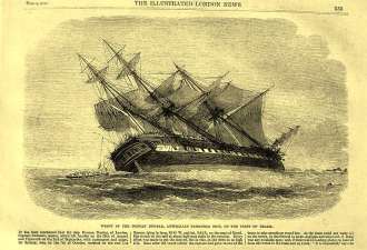 Agonia do Duncan Dumbar no Atol das Rocas, vista em um desenho publicado em um jornal inglês 