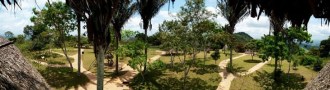 Panorâmica do Parque Memorial do Quilombo dos Palmares, em Alagoas, que desde 2007 reconstitui o cenário do antigo Quilombo.