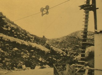 Cabo aéreo para o transporte de material.