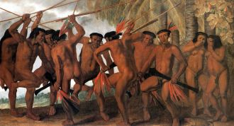 Dança dos Tapuias, índios aliados dos holandeses. Quadro de Albert Eckhout