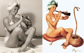  Foto e pintura de Gil Elvgren 