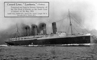 Cartão postal sobre o afundamento do Lusitânia