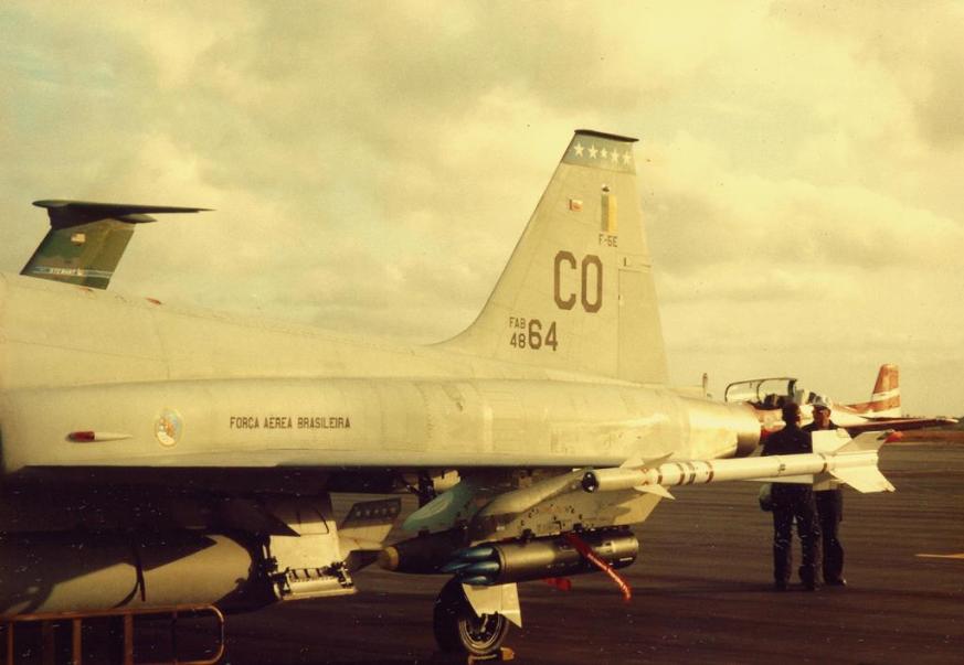 As linhas da fuselagem de um F-5 brasileiro