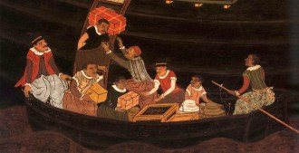 Descarregamento de uma caravela portuguesa, por Kano School (17th Century) - Fonte - http://enterjapan.me/yasuke/  - CLIQUE NAS IMAGENS PARA AMPLIAR