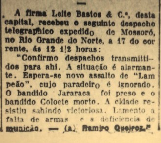 Diário de Pernambuco, primeira página, 19 de junho de 1927.