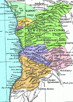 Mapa da região do antigo Reino do Congo - Fonte - http://www.africafederation.net/Kongo_History.htm