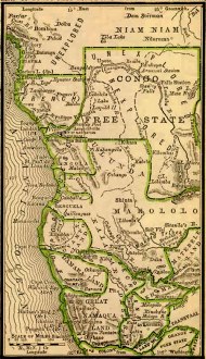 Mapa de 1887, mostrando a divisão da área do antigo Reino do Congo entre as nações europeias - Fonte - http://www.africafederation.net/Berlin_1885.htm